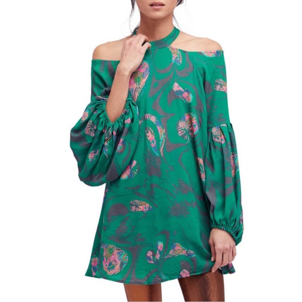Free People Drift Away Floral Cold Shoulder Tunic Top